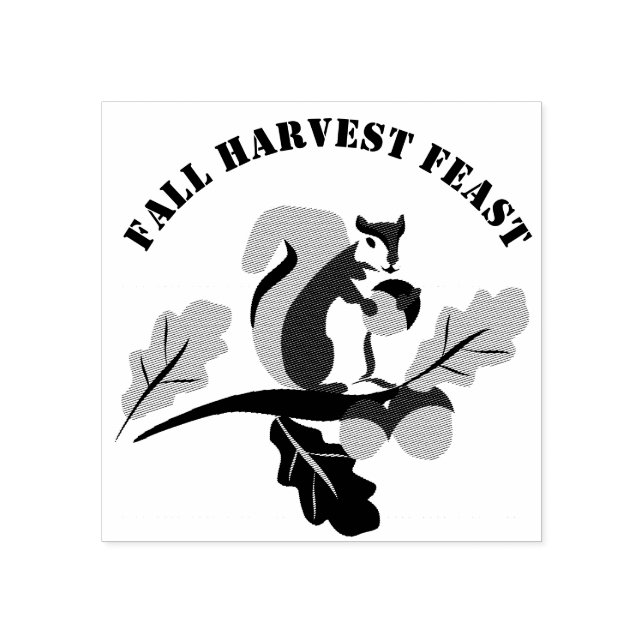 Squirrel Fall Harvest Feast Rubber Stamp (Imprint)
