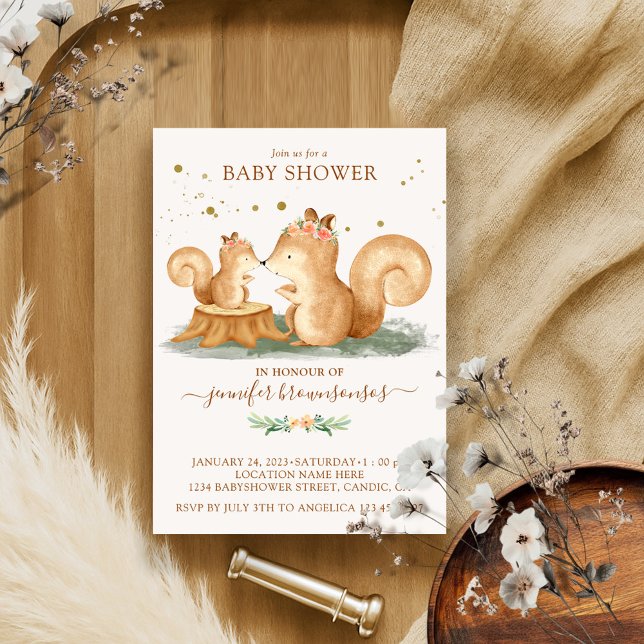 Squirrel Family Mummy Baby Invitation (Creator Uploaded)