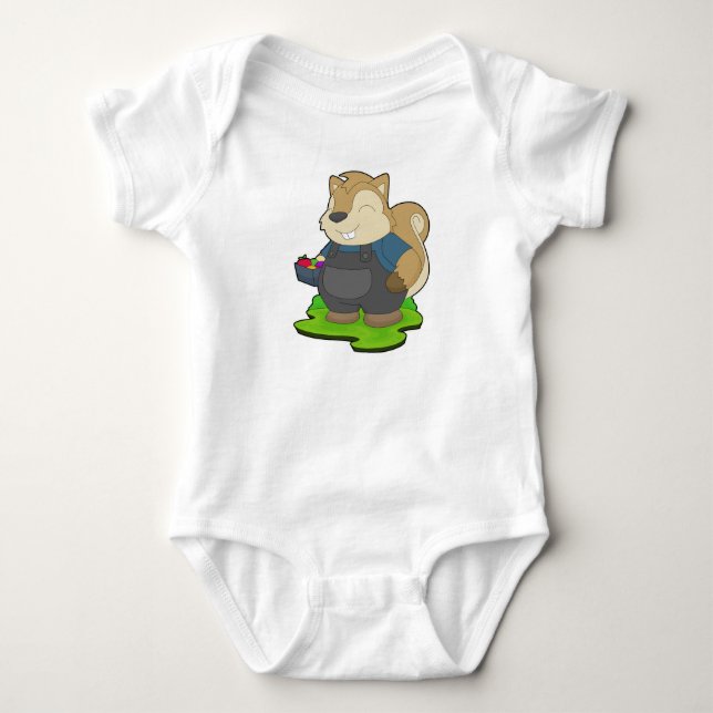 Squirrel Farmer Fruit Baby Bodysuit (Front)