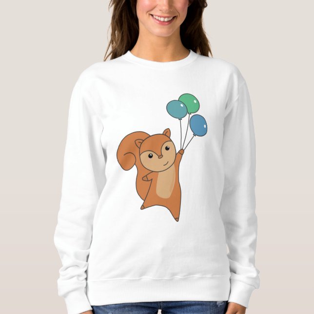 Squirrel Forest Animal Flies Balloons Sweatshirt (Front)