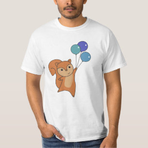 Squirrel Forest Animal Flies Balloons T-Shirt