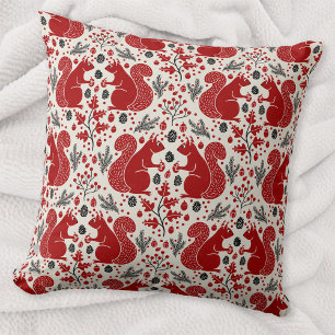 Squirrel Forest Woodland Pattern Cushion