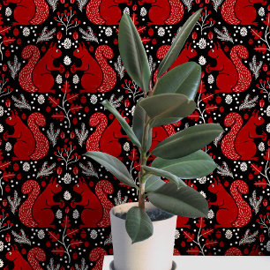 Squirrel Forest Woodland Pattern Wallpaper