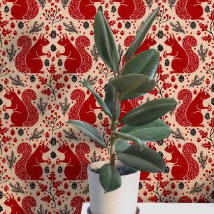 Squirrel Forest Woodland Pattern Wallpaper