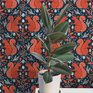 Squirrel Forest Woodland Pattern Wallpaper