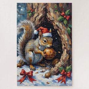 Squirrel Frantically Stashing Christmas Chestnuts Jigsaw Puzzle