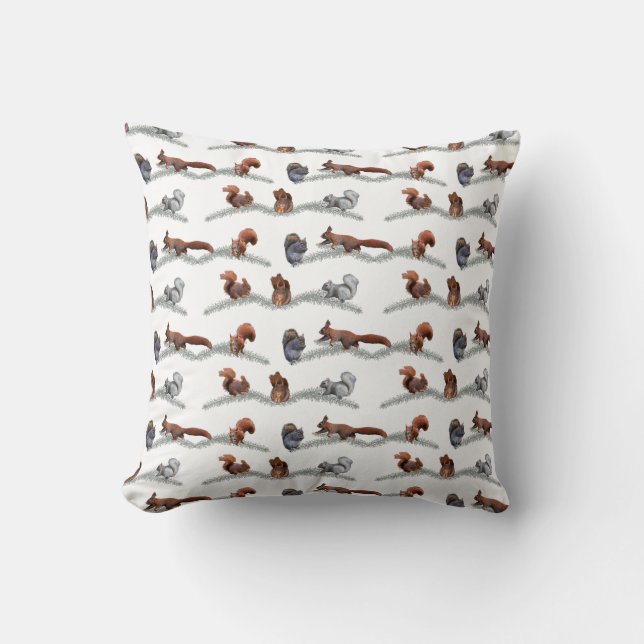 Squirrel Frenzy Pillow (choose colour) (Front)