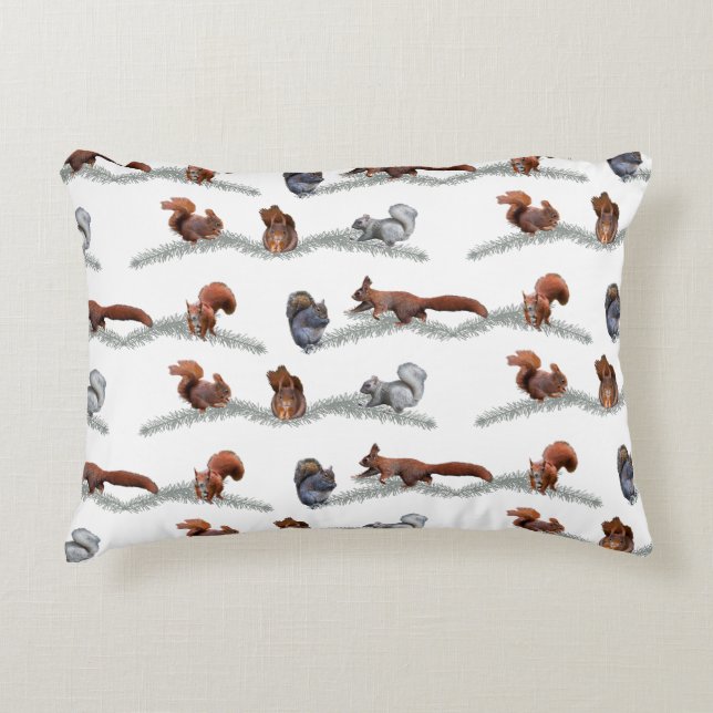 Squirrel Frenzy Pillow (choose colour) (Front)