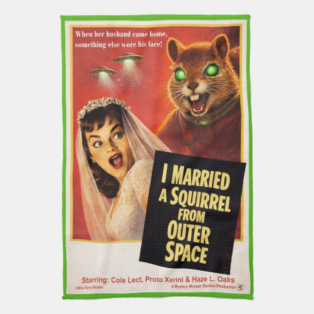Squirrel from Outer Space Parody Tea Towel (Vertical)