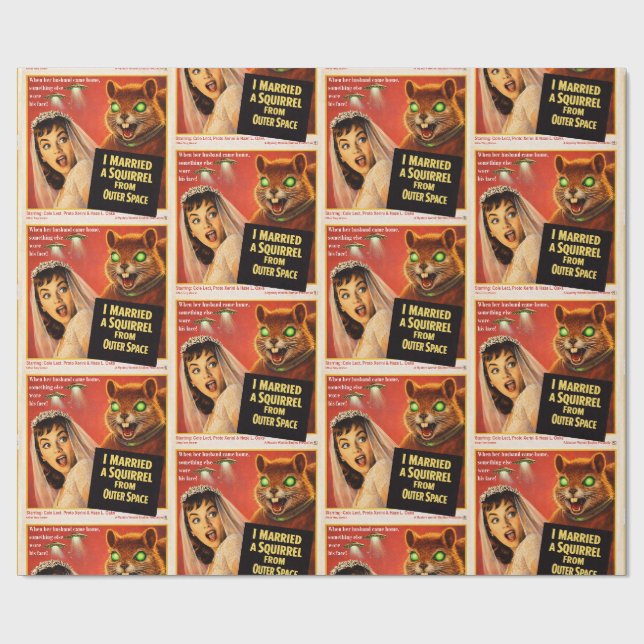 Squirrel from Outer Space Parody Wrapping Paper (Flat)
