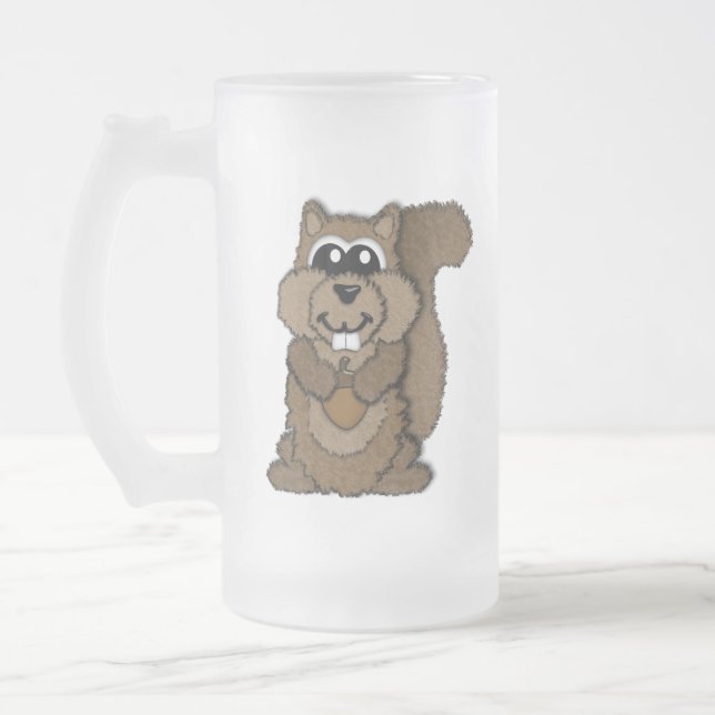 Squirrel Frosted Glass Beer Mug (Left)