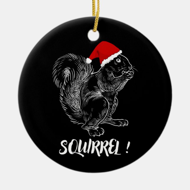 Squirrel - Funny Christmas design T-Shirt Ceramic Tree Decoration (Front)