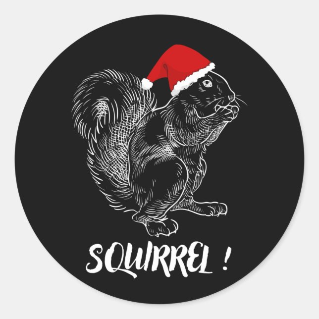 Squirrel - Funny Christmas design T-Shirt Classic Round Sticker (Front)