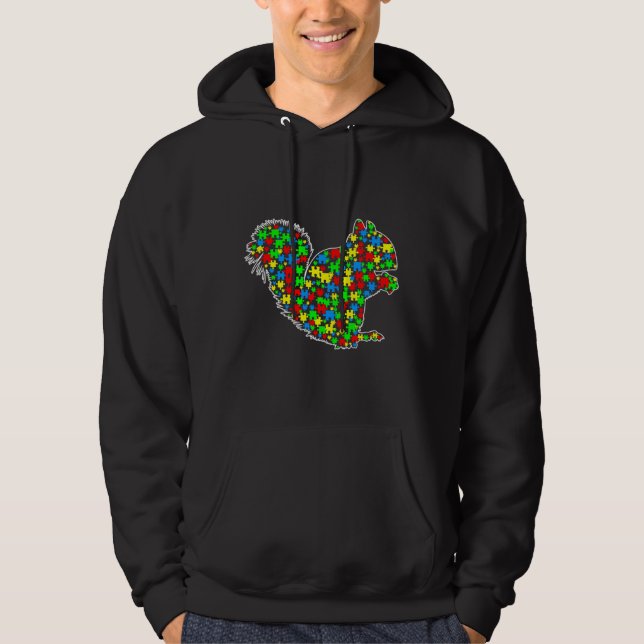 Squirrel Funny Puzzle Animals Autism Awareness Hoodie (Front)