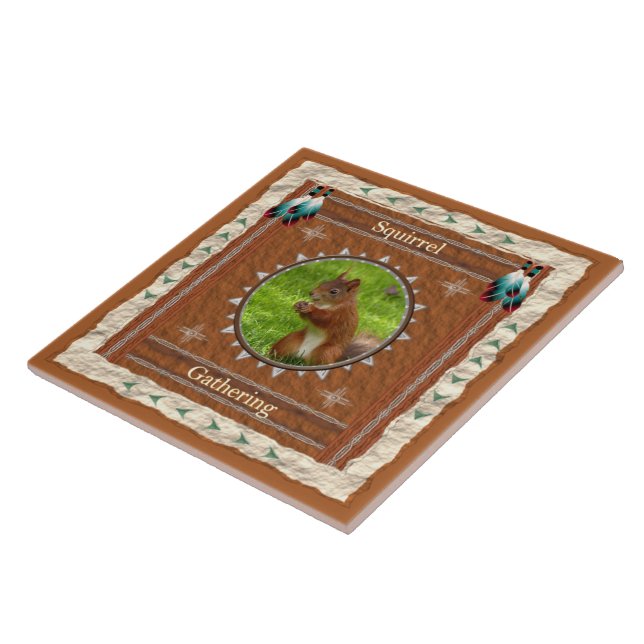 Squirrel - Gathering  Ceramic Tile (Side)