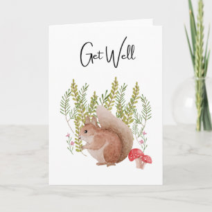 Squirrel Get Well Greeting Card Blank Inside