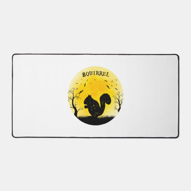 Squirrel Halloween Vintage Retro Moon Desk Mat (Front)
