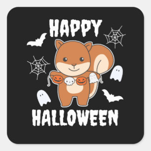 Squirrel Happy Halloween Pumpkin Costume Square Sticker
