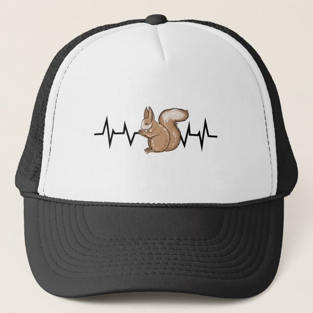 Squirrel Heartbeat Squirrel Lover Trucker Hat (Front)