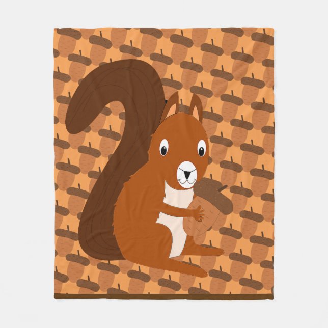 Squirrel Holding Acorn Fleece Blanket (Front)