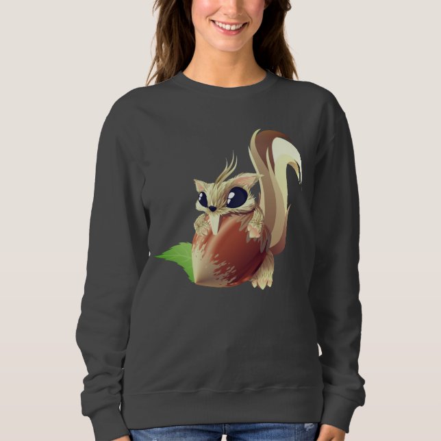 Squirrel Holding Hazelnut Sweatshirt (Front)
