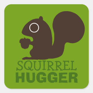 Squirrel Hugger | Cute Woodland Animal Custom Square Sticker