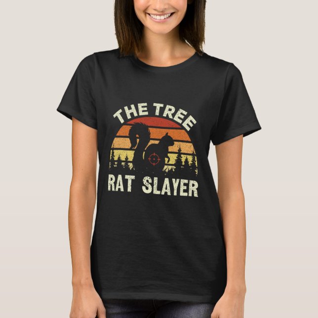 Squirrel Hunter The Tree Rat Slayer Retro Squirrel T-Shirt (Front)