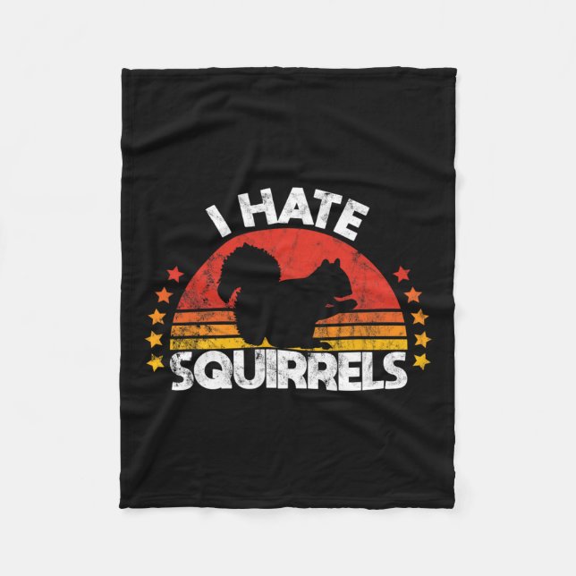 Squirrel Hunting I Hate Squirrel Hunter Retro Desi Fleece Blanket (Front)