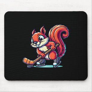 Squirrel Ice Hockey Player Fun Graphic Mouse Pad