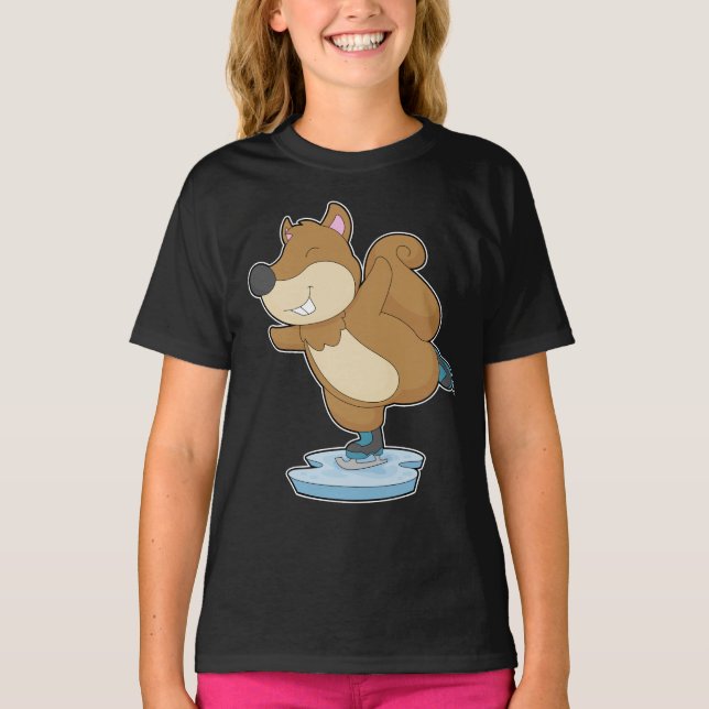 Squirrel Ice skating Ice skates T-Shirt (Front)