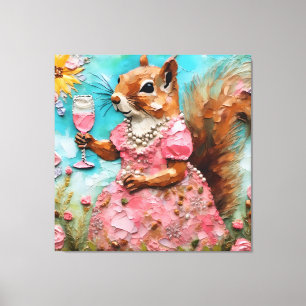 Squirrel in a Pink Dress Canvas Print