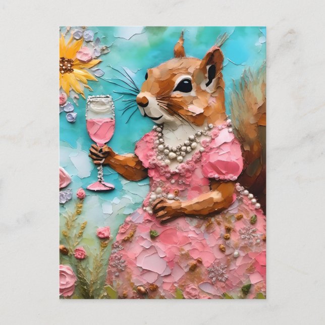 Squirrel in a Pink Dress Postcard (Front)