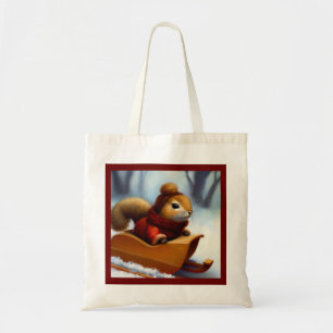 Squirrel In A Sleigh Tote Bag