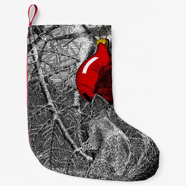 Squirrel in Christmas Tree Stocking (Front)