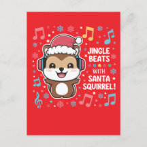 Squirrel in Headphones and Santa Hat - Jingle Beat
