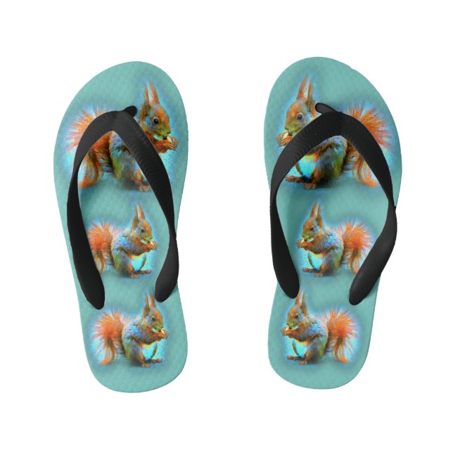 Squirrel in modern style kid's jandals (Footbed)
