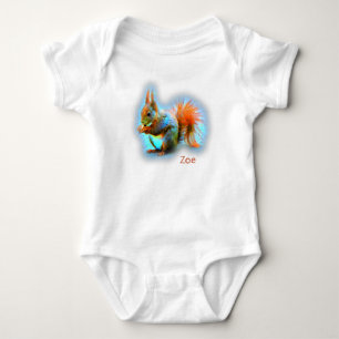 Squirrel in modern style on turquoise, custom baby bodysuit