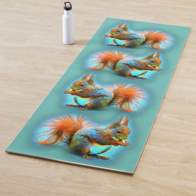 Squirrel in modern style yoga mat (In Situ)