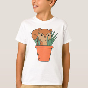 Squirrel In Plant Flower Pot Flower T-Shirt