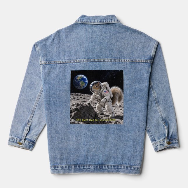 Squirrel in Space Denim Jacket (Back)