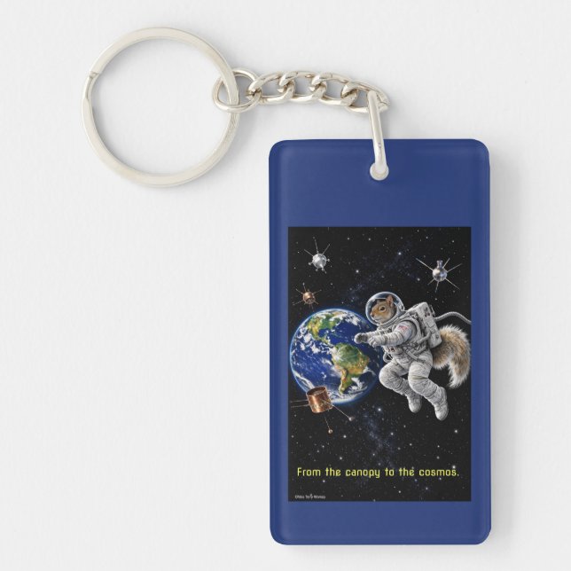 Squirrel in Space Key Ring (Front)