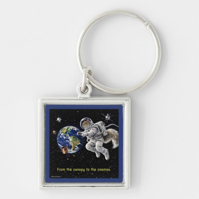 Squirrel in Space Key Ring (Front)