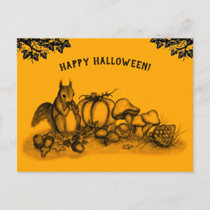 Squirrel in the Autumn , Happy Halloween! Postcard