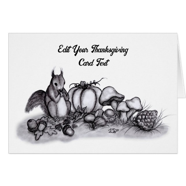 Squirrel in the Autumn , Happy Thanksgiving! (Front Horizontal)
