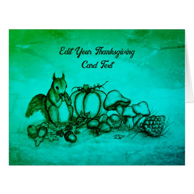 Squirrel in the Autumn , Happy Thanksgiving! (Front Horizontal)