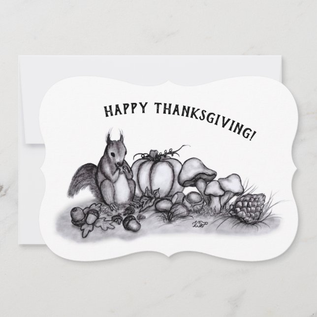 Squirrel in the Autumn , Happy Thanksgiving! (Front)