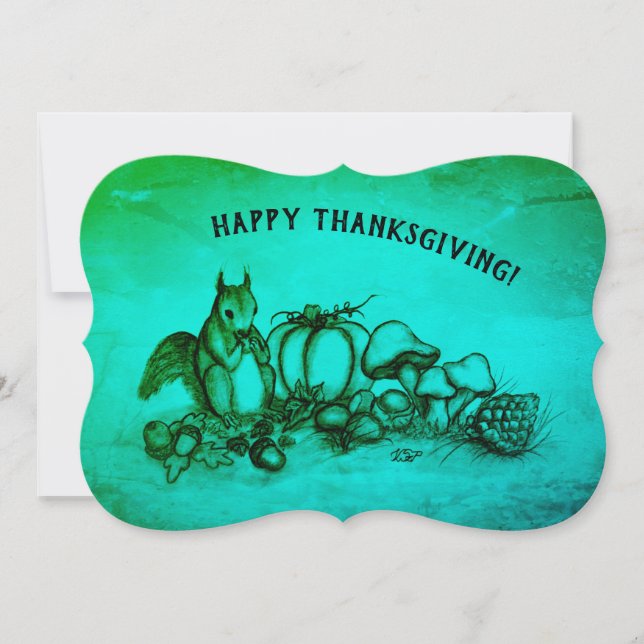 Squirrel in the Autumn , Happy Thanksgiving! (Front)