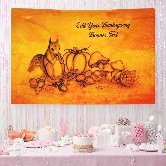 Squirrel in the Autumn , Happy Thanksgiving! Banner (Party)