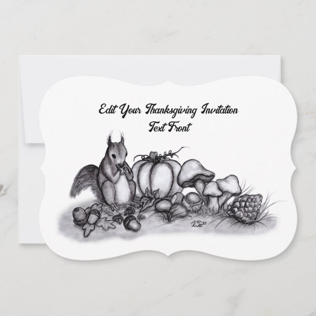Squirrel in the Autumn , Happy Thanksgiving! Invitation (Front)