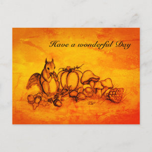 Squirrel in the Autumn , have a wonderful day Postcard